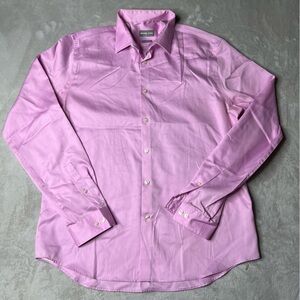Michael Kors Slim Fit Dress Shirt Men's 17 35/37 Long‎ Sleeve Pink Non Iron XL